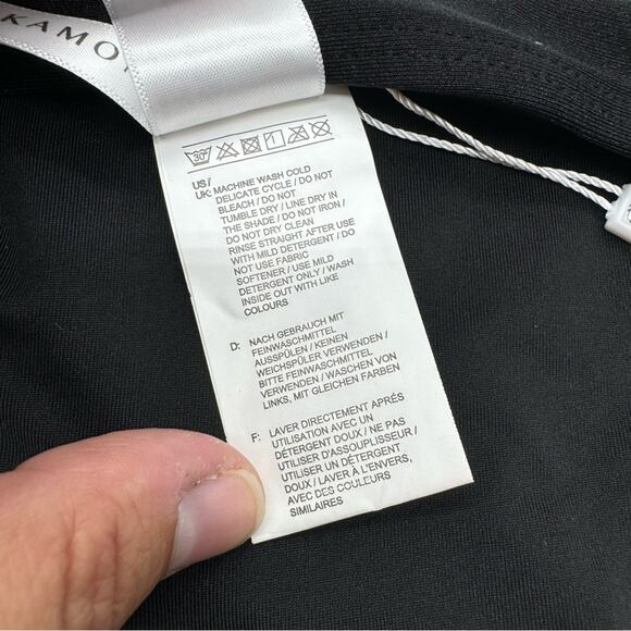 NWT KAMONI Blk Plunge Belted Cut Out Back Tie High Cut Cheeky One Pc. Swimsuit M - Picture 15 of 16